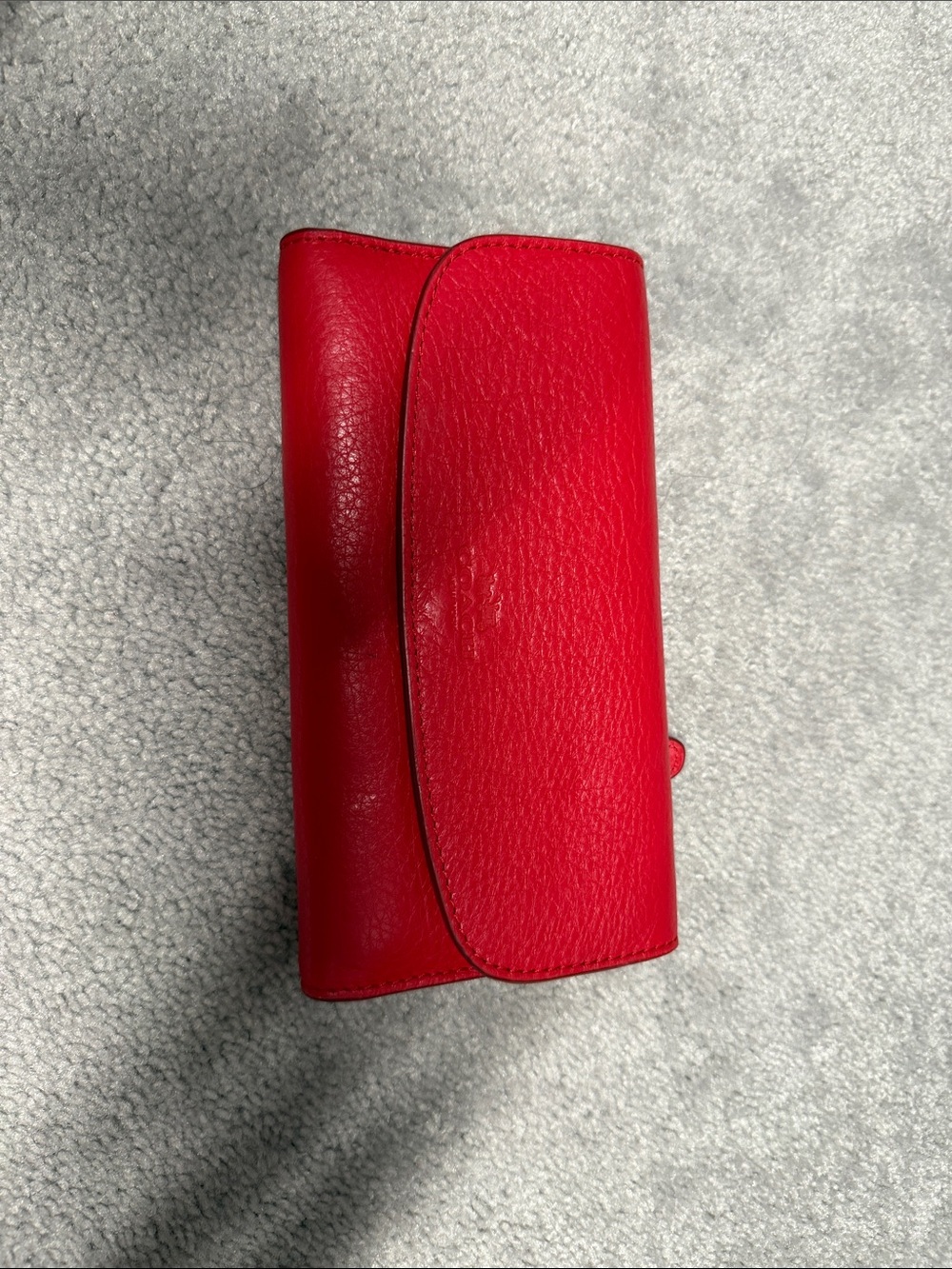 Coach Red Pebbled Leather Envelope Fold Wallet